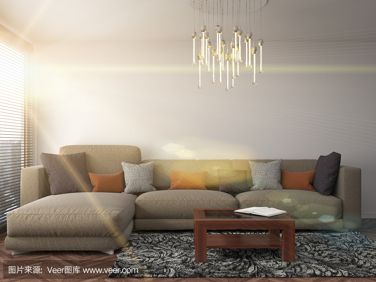 室內用沙發。三維演示