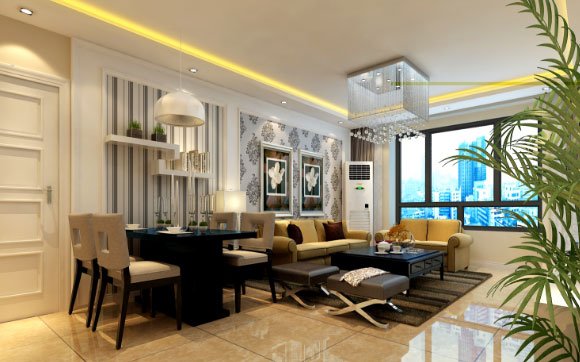 客餐廳一體的現(xiàn)代風格裝修設計真大氣,鄰居看了都說夠檔次!